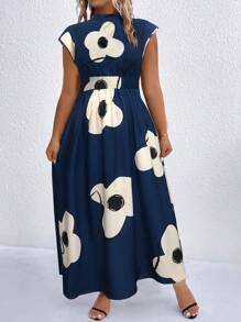 SHEIN Clasi Plus Polka Dot Print Mock Neck Dress Maxi Women Outfit - Multicolor - View 2