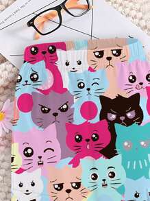 Young Girl Casual Cute Pattern Utility Pants, Suitable For Summer, For Summer - Multicolor - View 3