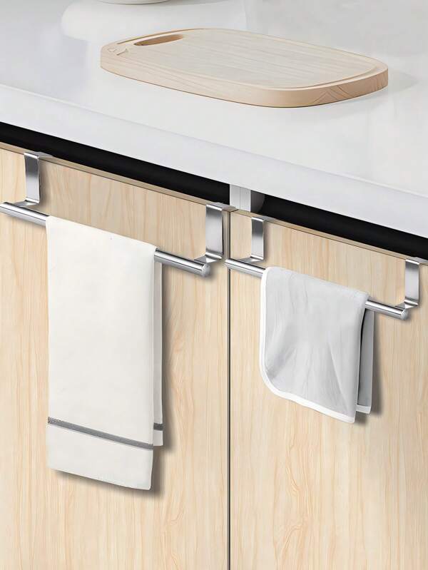 SHEIN Basic living 1PC Silver Single Rod Towel Rack Cabinet Door Back Type Hanging Rack Non-punched Towel Rod