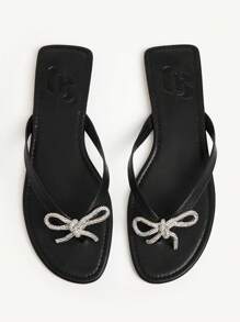 CUCCOO CHICEST Women's Outdoor Casual Fashion Versatile Black PU Flat Flip Flops, Leisure Holiday Beach Slippers