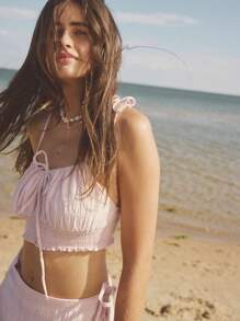 Aralina Women Summer Two Pieces Top And Skirt Summer Vacation Outfit - Pink - View 7