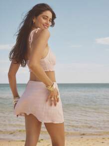 Aralina Women Summer Two Pieces Top And Skirt Summer Vacation Outfit - Pink - View 1