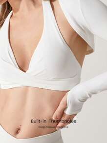 GLOWMODE FeatherFit™ Cropped Limitless Long Sleeve Tank Shrug Top With Thumbhole Low Impact Yoga Daily Summer