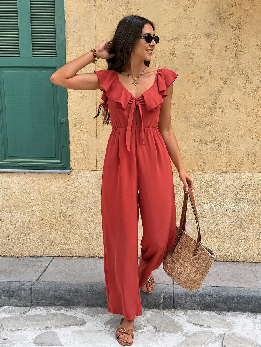 SHEIN Frenchy جمبسوت سيدات ذات لون أحادي عادية