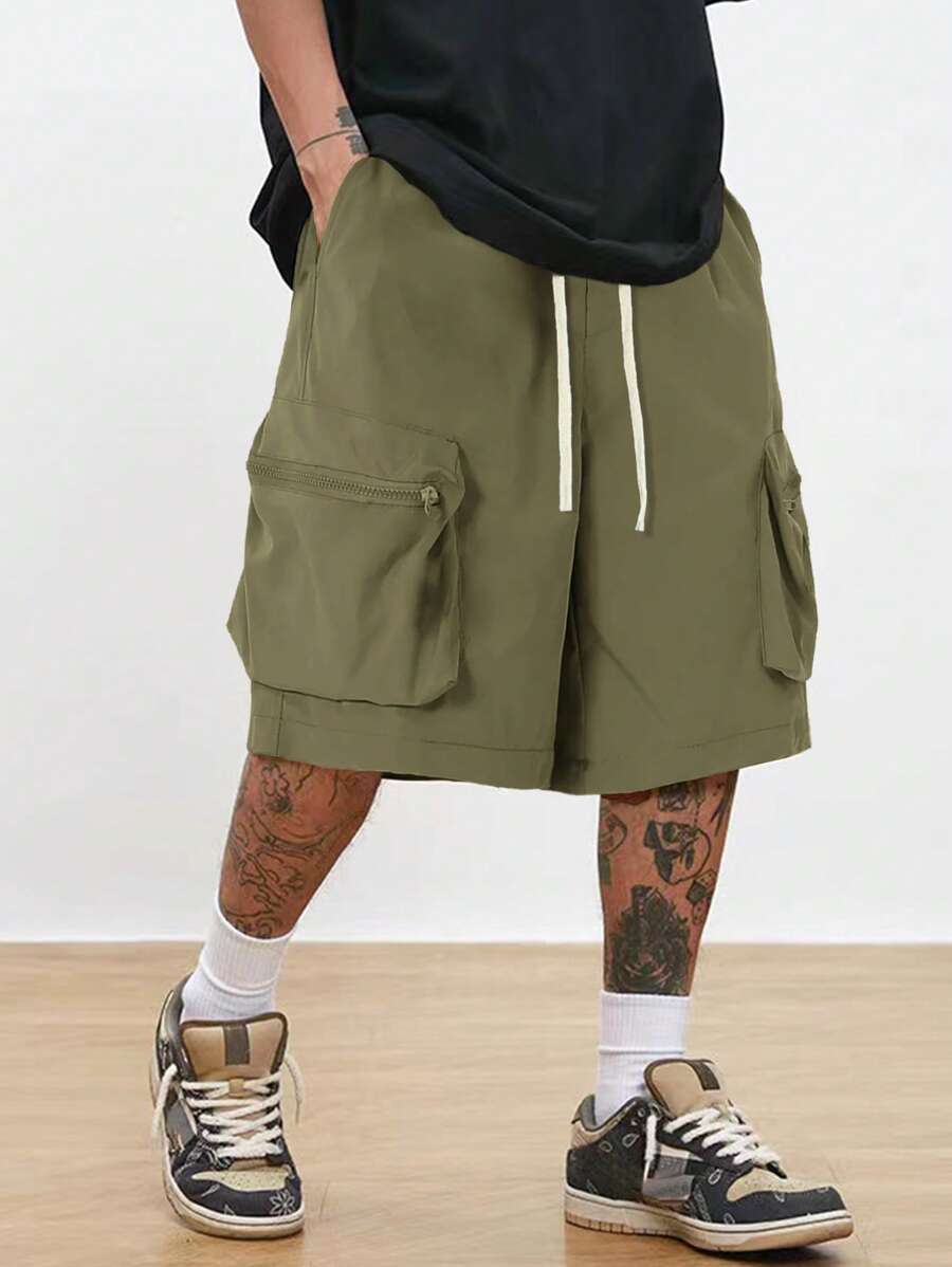 Manfinity EMRG Shorts casuales con cordón en la cintura, bolsillos cargo y rayas para hombre Manfinity Streetrush, ropa urbana y de calle para hombre, regalo para novio
