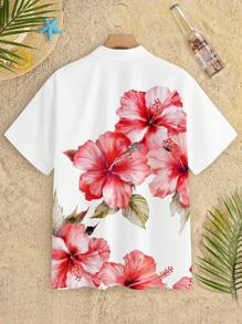 Manfinity RSRT Áo sơ mi tay ngắn cổ tròn cổ điển họa tiết cây cảnh du lịch trẻ trung, thời trang, phù hợp cho các buổi tiệc ngoài trời mùa hè, ngày nghỉ dưỡng bãi biển, thiết yếu cho các cặp đôi, quà tặng hoàn hảo cho bạn trai, áo sơ mi nam, áo sơ mi Hawaii, áo sơ mi nam đẹp - trắng - Xem 7