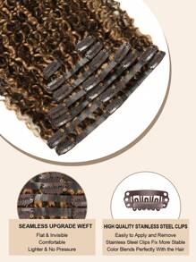 Kinky Curly P4/27 Chocolate Brown To Caramel Blonde Clip In Hair Extensions Real Human Hair Natural Remy Human Hair Extensions Seamless Clip Ins For Women - SP4/27 - View 6