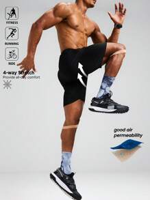Acti Log Men's Drawstring Waist Zip Pockets Sports Shorts Workout Clothes Running Shorts - Black - View 2
