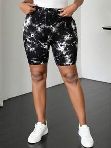 Muchica 大码弹性扎染休闲修身百慕大短裤，春夏装