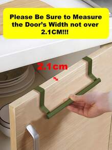 SHEIN Basic living 1入綠色單桿掛毛巾架櫥櫃門掛式無痕浴巾桿 - 綠色 - 查看 4