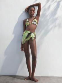 Maija Women Halter Spaghetti Strap Triangle Bikini Set, Summer,Beach Vacation Outfits - Green - View 2