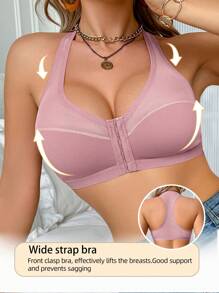 1 件女士无钢圈网眼拼接前扣文胸