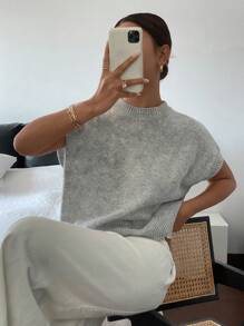 SHEIN Frenchy Plus Size Women Casual Elegant Short Sleeve Knit Sweater Suitable For Going Out,Fall Clothes For Women