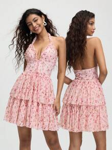 SHEIN MOD Women's Summer Romantic Ruffled Ditsy Floral Halter Neck Dress,Honeymoon Outfits Woman,Vacation Outfits Woman,Women Birthday Outfit, Women Casual Dress, Woman's Summer Dress,Graduation Dress,Wedding Guest Dress Women,Flowy Dress,Party Dress,Women Dresses Birthday, Rave Outfits Festival,Y2k Clothes,Floral Dress Women,Brunch Outfits For Women
