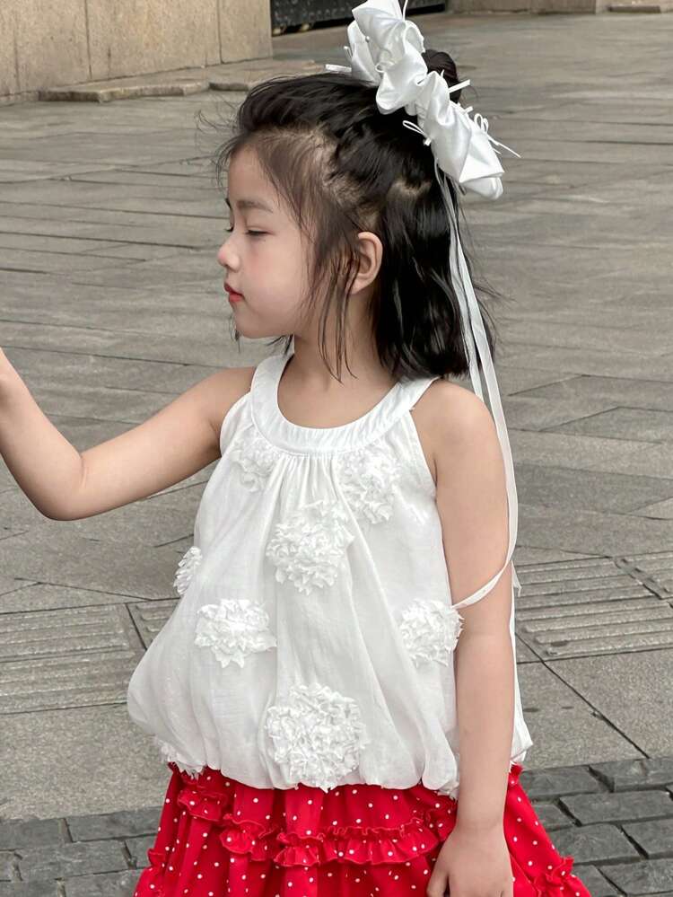 Young Girls Round Neck Sleeveless Woven Blouse, Fall Clothes