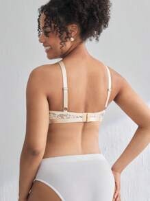 Maternity Floral Lace Nursing Sexy Lingerie Bra - Apricot - View 3