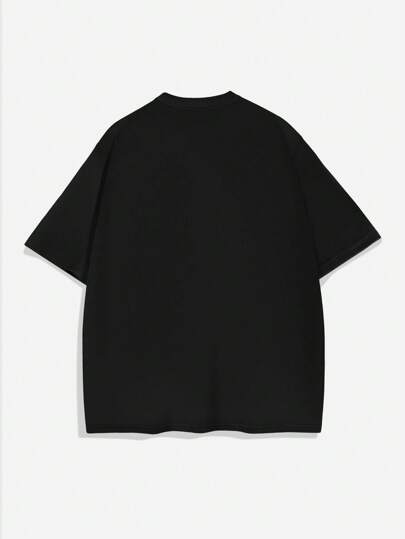 Street Life T-shirt casual à col rond à manches courtes avec motif graphique de lettre pour homme, polyvalent