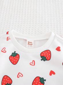 Cozy Pixies Baby Girl Valentine's Day Ladybug & Flower Pattern Knitted Soft Round Neck Long Sleeve Sweatshirt And Elastic Waist Leggings 2 Pieces Set