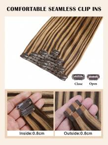 P4/27 Chocolate Brown To Caramel Blonde Clip In Hair Extensions Real Human Hair Natural Remy Human Hair Extensions Seamless Clip Ins For Women - SP4/27 - View 6