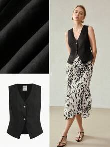 MOTF PREMIUM SINGLE BUTTON BASIC WAISTCOAT - Black - View 1