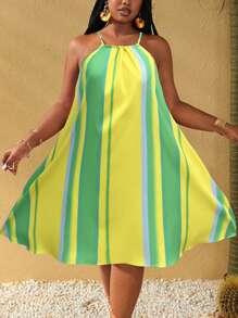 Maweii Plus Size Women's Sexy Tropical Floral Print Spaghetti Strap High-Low Dress, Vacation/Holiday/Resort