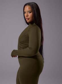 MUSERA Áo khoác thể thao cỡ lớn dành cho nữ, có khóa kéo, thích hợp cho phòng tập gym, tập luyện, hoạt động thể thao, sân bay, phòng tập thể dục. - Màu Khaki - Xem 2