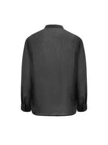 Manfinity Dauomo Men's Mesh Black Long Sleeve Shirt, Fashionable For Summer - Black - View 2