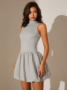 Glamine Sexy rückenfrei ärmellos gestricktes Bubblekleid, süßes Geburtstagskeid, Maskenball-Kleid, romantisches Date-Night-Kleid, Konzert-Outfit, Osterkleid, Frühlings-/Sommerkleid, Ausgehkleid - Grau - Übersicht 6