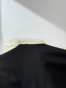 SHEIN EZwear Quần lửng 3/4 dáng suông thắt nơ bên hông dành cho nữ cỡ lớn, thích hợp cho mùa xuân hè và ngày Valentine. - màu đen - Xem 7