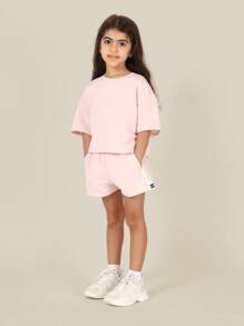 SUMWON 基本款运动队女童两件套夏季套装舒适休闲运动训练套装街头服饰系列休闲日常服装 - 彩色 - 查看 2