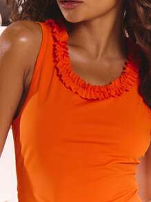 MUSERA Débardeur avec col à volant, printemps, été, Ibiza, vacances, mignon, festival, tenue de plage, plage, bohème vacances d'été, hauts d'été mignons, tops de soirée sexy