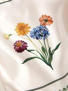 SHEIN MOD 大码女式花卉印花波西米亚风格长裙，适合度假，浪漫夏季服装，女士度假装，沙滩装，西式服装，女式印花长裙 - 杏色 - 查看 3