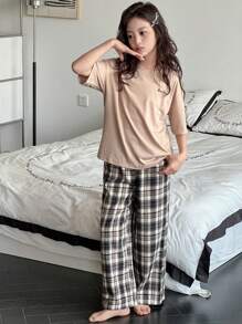 Dazy Kids 青少年女孩家居服套装 - 卡其色 - 查看 5