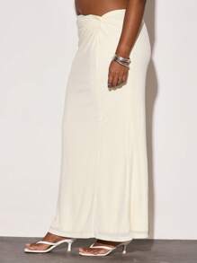 MUSERA Plus Size Tie Ruched Waist Soft Stretch Maxi Skirt Casual, Spring, Cute, Cool Girl, Casual, Summer