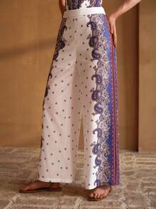 MOTF PREMIUM PAISLEY PRINT ZIPPER SIDE SUIT PANTS - Multicolor - View 5