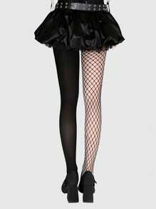 ROMWE Goth 1pc Women High Elasticity Asymmetric Sexy Pantyhose/Tights/Leggings - Black - View 4