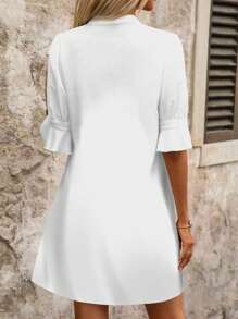 SHEIN Clasi Summer Floral Print V-Neck Short Sleeve Loose Casual Women Mini Dress, Suitable For Daily, Leisure, Travel Summer Outfits For Women  Vacation Dress Tea Party Dress,Summer Dresses For Women Summer Outfits For Women  Classy Outfits For Women  Elegant Dresses For Women Autumn Boho Chic Dress