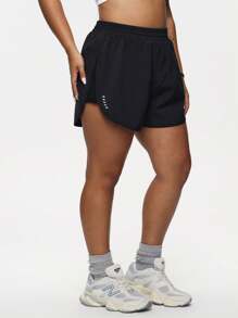 Easithlete Plus Size Women's Summer Elastic Waist 2 In 1 Sports Shorts Y2k