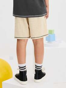 SHEIN Short avec taille élastique décontracté et simple, confortable pour garçon préadolescent - Nude - Voir 2