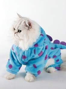 1 قطعة زي تنين زهري للكلاب الصغيرة، ملابس شتوية دافئة، إكسسوارات أزياء عصرية مريحة للكلاب - الأزرق - مشاهدة 8