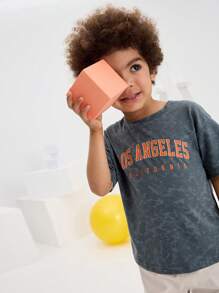 Leap Crew Leap Crew Camiseta de manga corta holgada, casual, sencilla y cómoda de cuello redondo y hombros caídos para niños pequeños