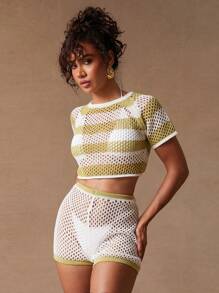 NYA SZN Ines Top Pool Knit Cotton Beach Summer Poolside Vacation Beach Casual Everyday Go Out Classy Chic Pastel For Women - trắng - Xem 6