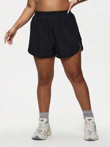 Easithlete Plus Size Women's Summer Elastic Waist 2 In 1 Sports Shorts Y2k