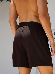 Surfspeed Men's Elastic Waist Drawstring Summer Casual Beach Shorts - Coffee Brown - View 2