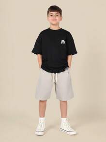 SUMWON 青年加州街头服饰 T 恤奢华比弗利山庄休闲超大滑板夏季街头时尚运动 T 恤 - 黑色 - 查看 4