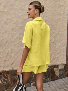 SHEIN LUNE Women's Bohemian Casual 2 Pieces Set Everyday Light Green Summer - Yellow - View 2