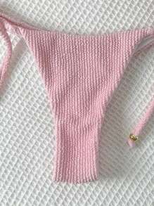 Swim Mod Women's Jacquard Metal Decorated Halter Neck Sexy Pink Bikini Set, For Summer - Pink - View 6