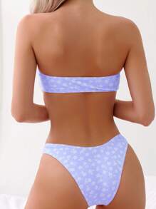 Swim Mod 女士碎花吊带性感比基尼套装，随机印花 - 彩色 - 查看 2