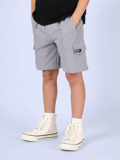 SUMWON Casual Cargo Youth Shorts Summer Adventure Nylon Bottoms Utility Pockets Athletic Wear Active Boys Bermuda Length Outdoor Play