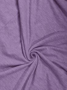 EMERY ROSE Plus Size V-Neck Plain Turnback Cuff Midi Casual Sundress, Spring - Purple - View 3